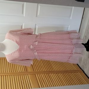 Boho Pink Leopard Pink Dress, Size Large